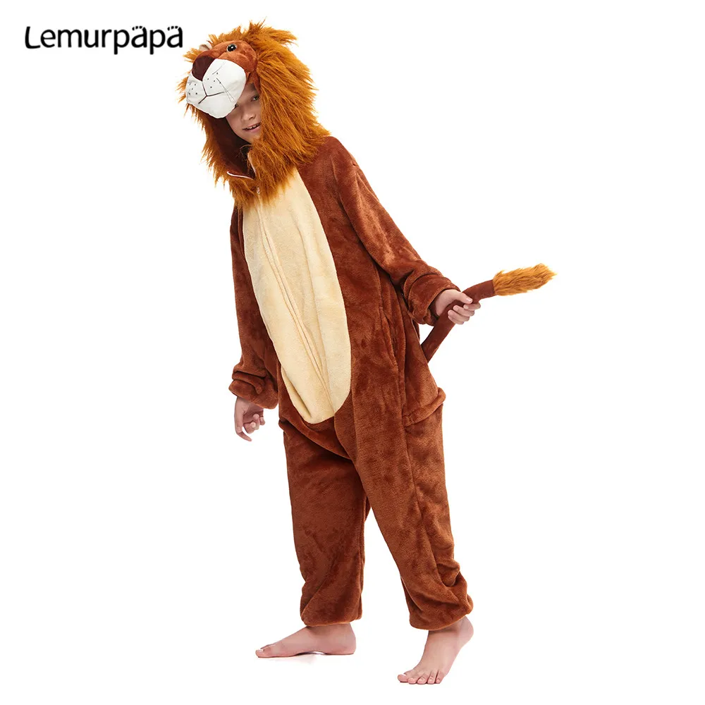 Cartoon Lion Kigurumis Onesies Kid Sleepwear Animal Cute pajama Homewear Girl Boy Party Clothing Cosplay Jumpsuit Child Costume