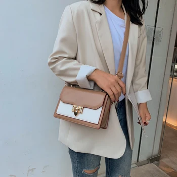 

Shoulder Messenger Bags for Women New Style Handbag Vintage 2020 Female PU Leather Metal Double-shoulders Brand Crossbody Bag