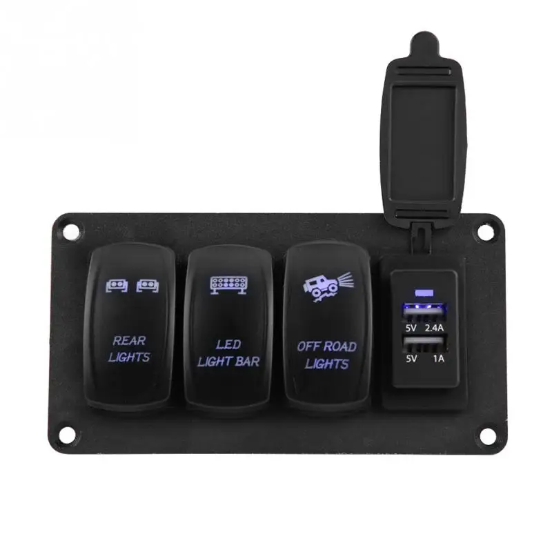 

12/24V Dual Light Switch 3 Switch + REAR LIGHTS /LED LIGHT BAR/OFF-ROAD LIGHTS 3.4A Car Charger Switch Panel auto accessorie