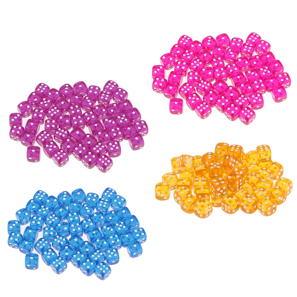 50pcs New Square 12mm Six Sided D6 Opaque Standard Game Dice 12mm