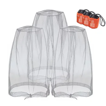 

3Pack Head Protective Net Mesh Bug Camping Midge Insect Protector Mosquito Mesh Hat Travel Hunting Cap Garden Supplies Face Hat