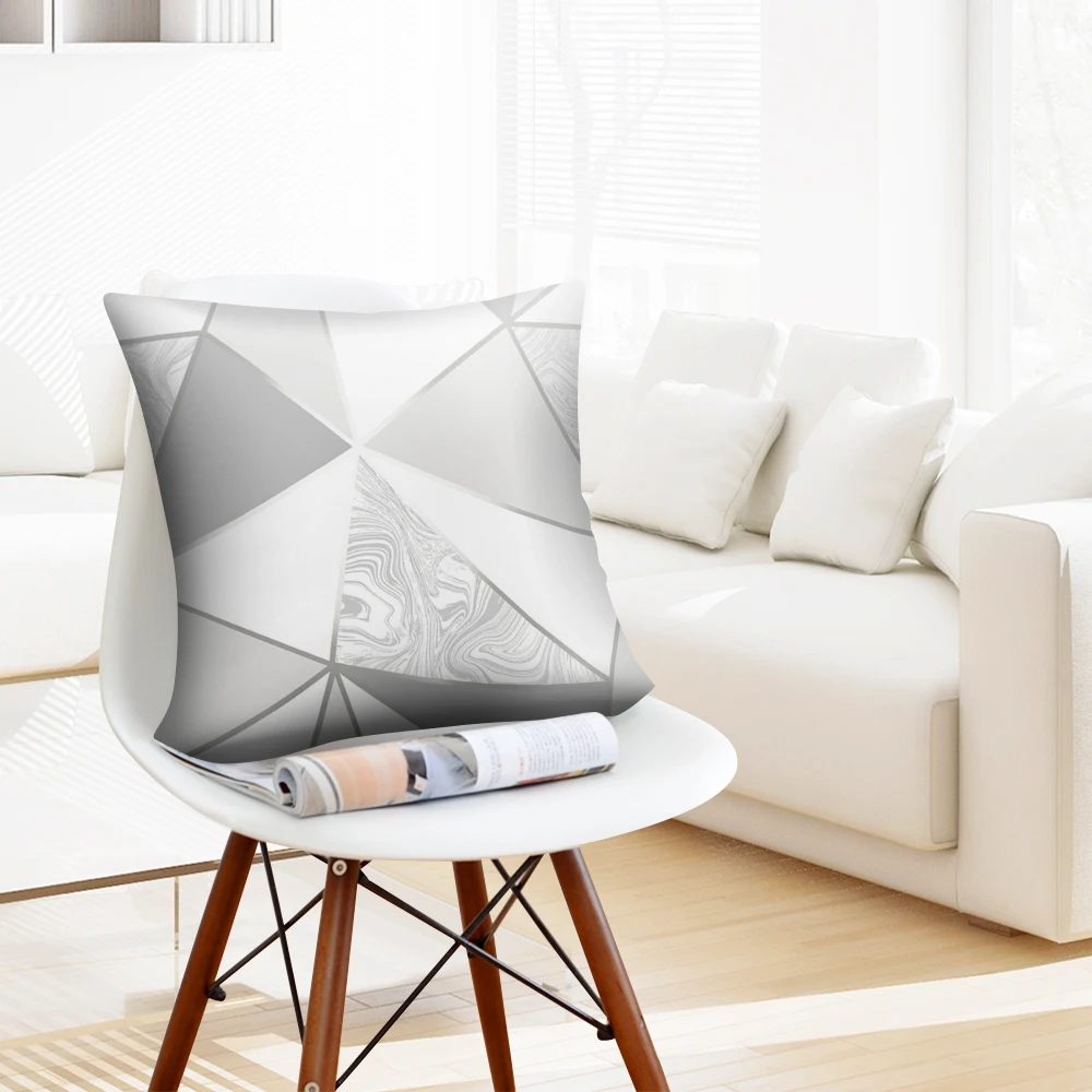 Серый полосатый геометрический чехол для подушек из кожи персика наволочка Cojines