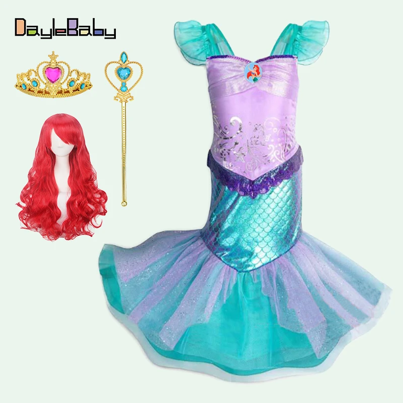 Костюм Русалочки для девочек; костюм принцессы Ариэль; нарядные вечерние платья для девочек; классический костюм Lindo для малышей