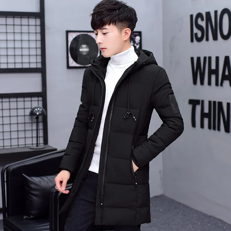 

2018 Winter New Style Hooded Large Size MEN'S Cotton-quilted Coat Korean-style Fashion Slim Fit Solid Color Casual Long Sleeve C