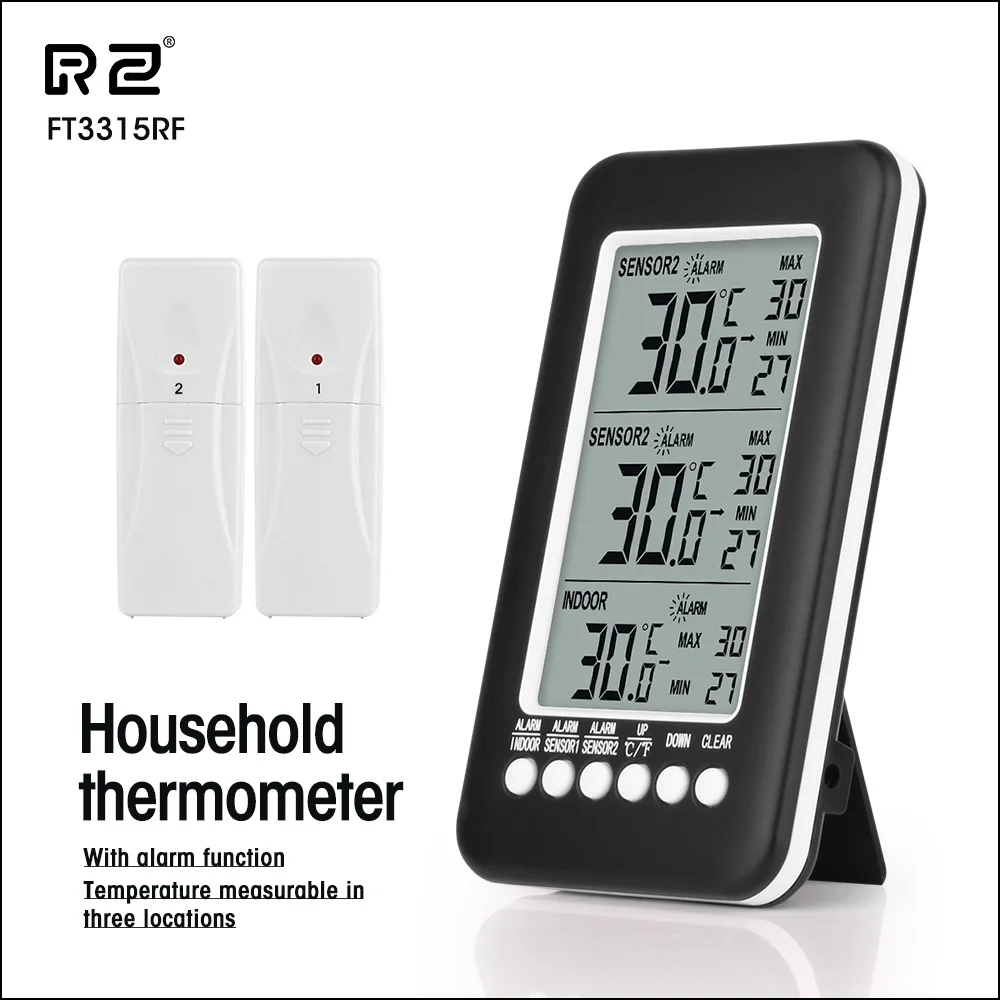 

RZ Multifunction Weather Station Wireless Indoor Outdoor Thermometer Hygrometer Digital Alarm Clock Barometer Forecast Meter