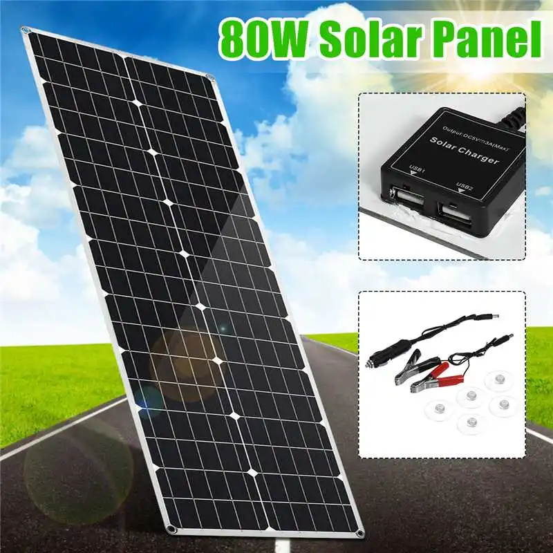 

80W Solar Panel 18 Volt 80 Watt Solar System Module/System Charger/Battery solar cell for Car Rood Marine Outdoor Charger