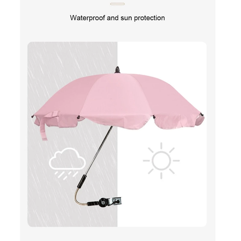 Baby Stroller Umbrella UV Sun Rain Protection Umbrella 360 Degrees Adjustable Sunshade Sun Visor Canopy Cover for Trolley Tricyc baby stroller accessories bag