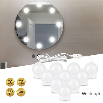 

10PCS/Set Makeup Mirror Light Bulbs Kit 2/6/14/10 LED Mirror Bulb LED String Cosmetic Light Control ABS Mirrors Lamp New Arrival