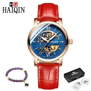 

mechanical women's watches HAIQIN casual fashion watches ladies hollow waterproof wrist watches women clock Relogio Masculino