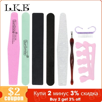

LKE 8 Pieces/lot Nail Art File Set Durable Buffing Grit Sand Block For Manicure Natural Nail Sponges Nail Art File Nail Buffers