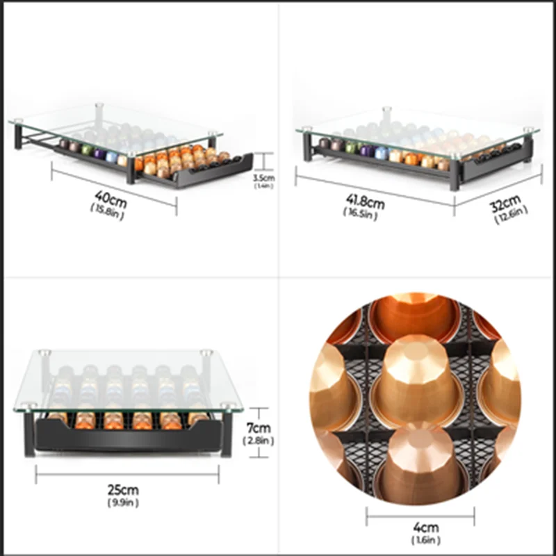 Стеклянные кофейные капсулы Nespresso, стойка для кофе, стойка для капсул, фирменные капсулы для хранения, полка, органайзер, держатель, ящик