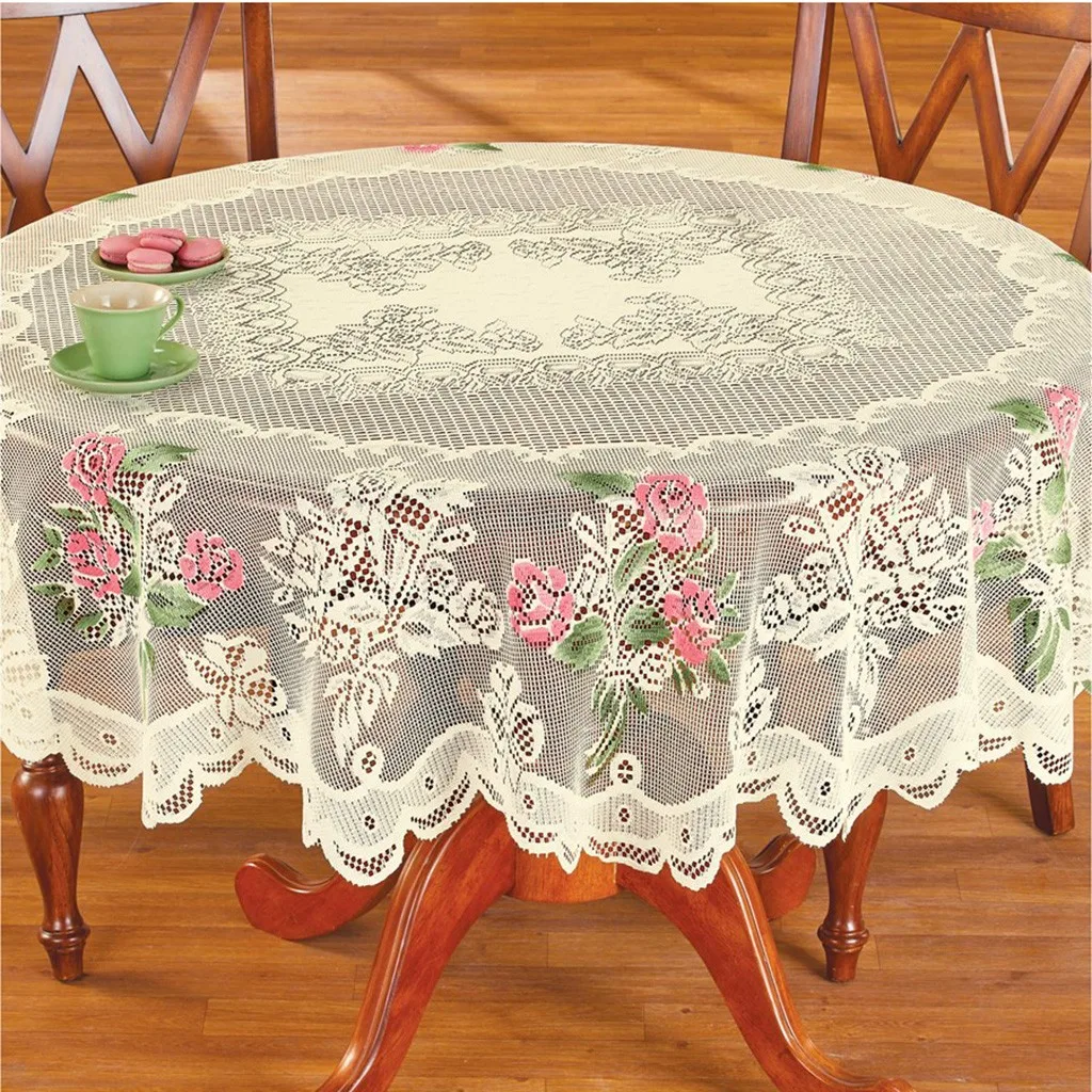 White Embroidery Floral Lace Tablecloth Wedding Dining Party Table Cloth Doily 