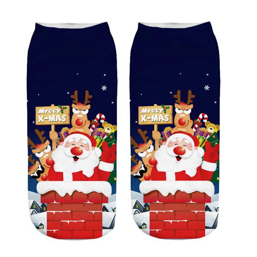Unisex Holiday X-Mas Santa Claus Christmas Gift Short Funny Fuuny Socks skarpetki damskie harajuku calcetines mujer meias sokken