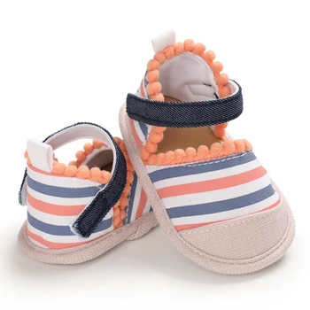 

Baby Girls Shoes Summer Breathable Anti-Slip Striped Sandals Shoes Toddler Soft Soled First Walkers Fashion Kids Shoes