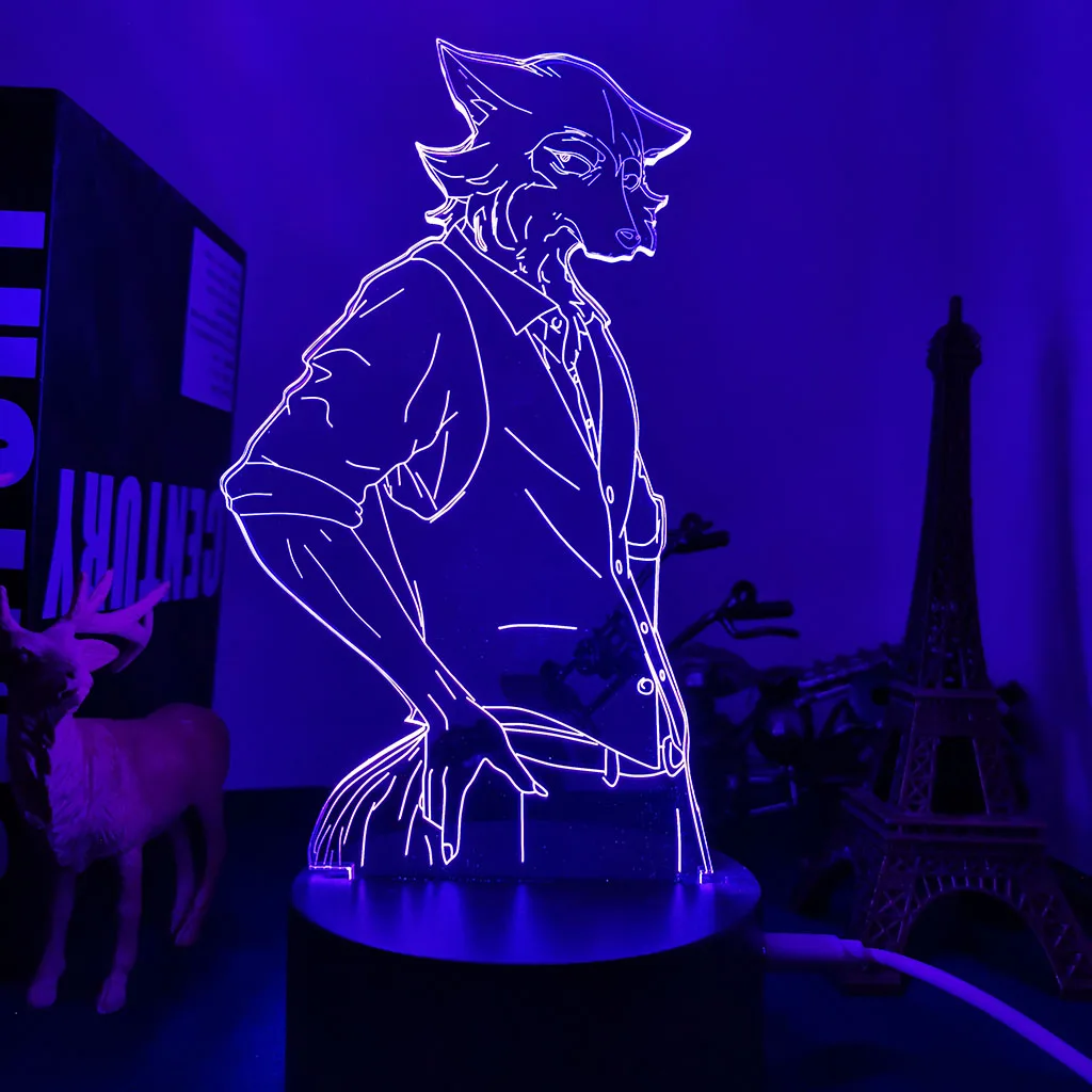 Led Night Light Anime Beastars Legosi for Bedroom Decor Light Battery Powered Birthday Gift Manga 3d Lamp Beastars Legosi bathroom night light