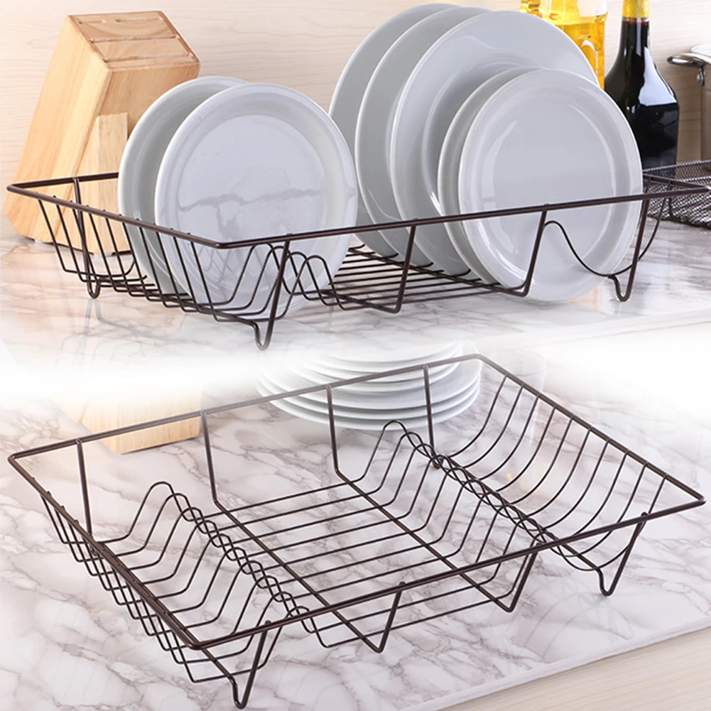 

Sink Shelf Organizer Tools Dish Drainer Plate Rack Practical Large Capacity Kitchen Storage Black Cutlery Holder Iron