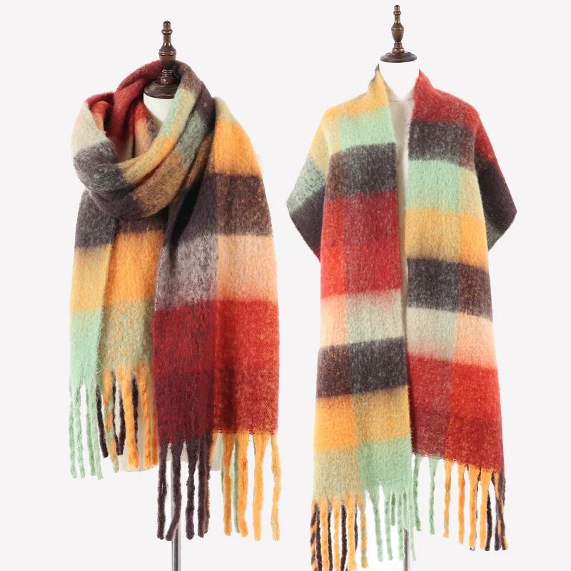 Sciarpe firmate sciarpe scialle ispessite in Cashmere per donna elegante  collo con frange sciarpe scozzesi calde invernali arcobaleno - AliExpress