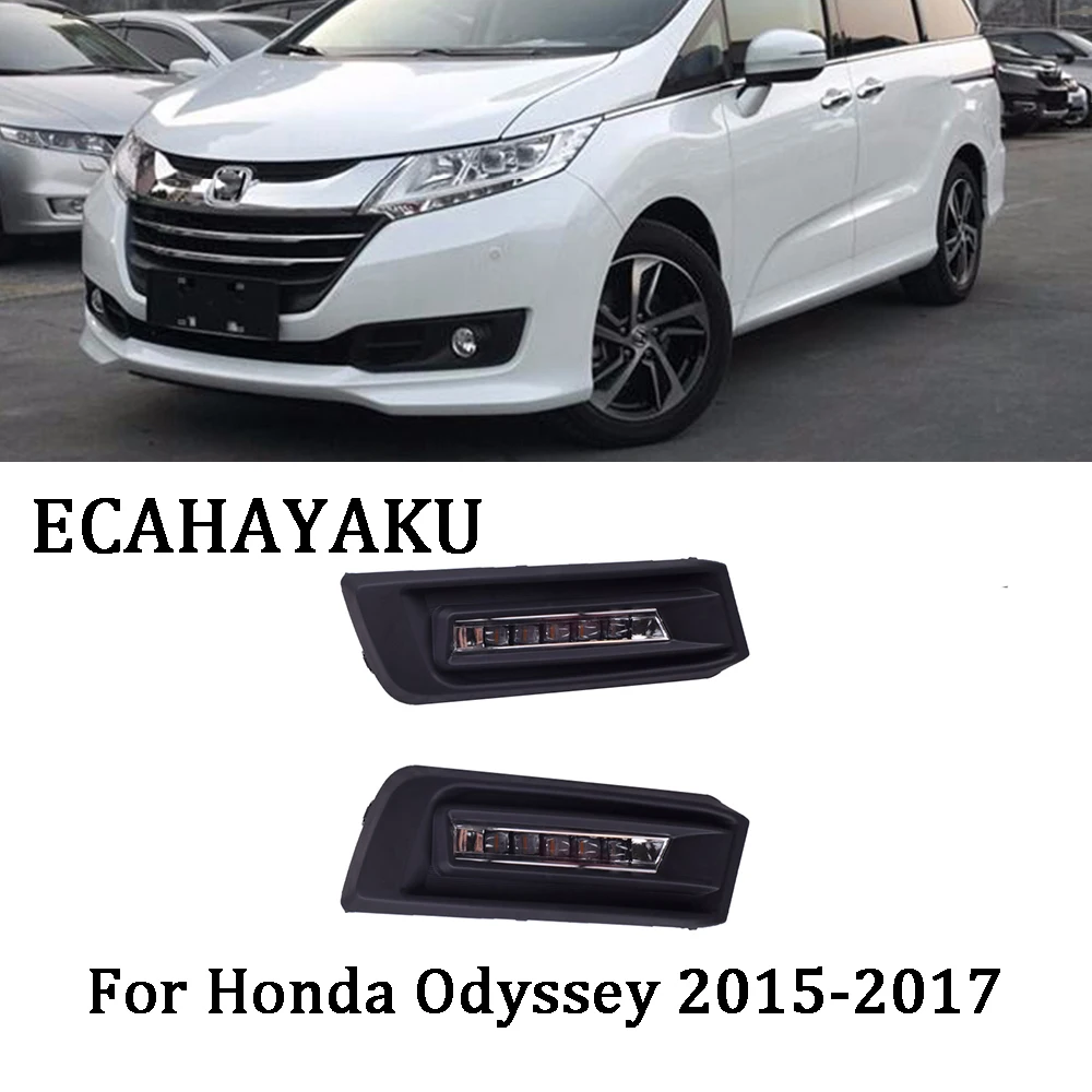 ECAHAYAKU Car LED DRL Daytime Running Light for Honda Odyssey 2015 2016 2017 with Yellow Turn Signal Blue Night Lamp 12V | Автомобили и