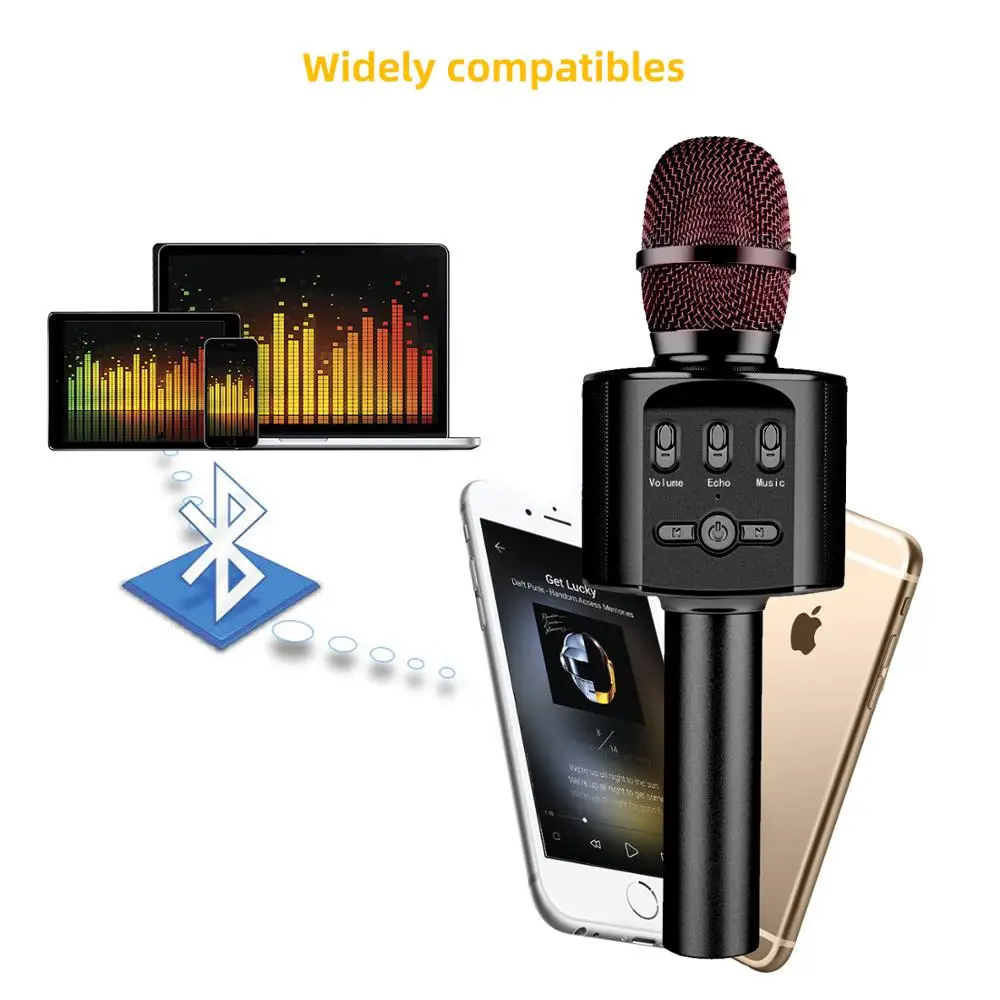 Беспроводной караоке микрофон домашний KTV Bluetooth микрофоны дыхательный светильник портативный микрофон для ios android телефон