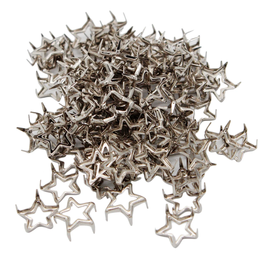 Craft Supplies Vintage Metal Hollow Star Studs Rivet for Leathercraft DIY Clothing Bag Doll Clothes Jeans Shoes Hats 100Pcs
