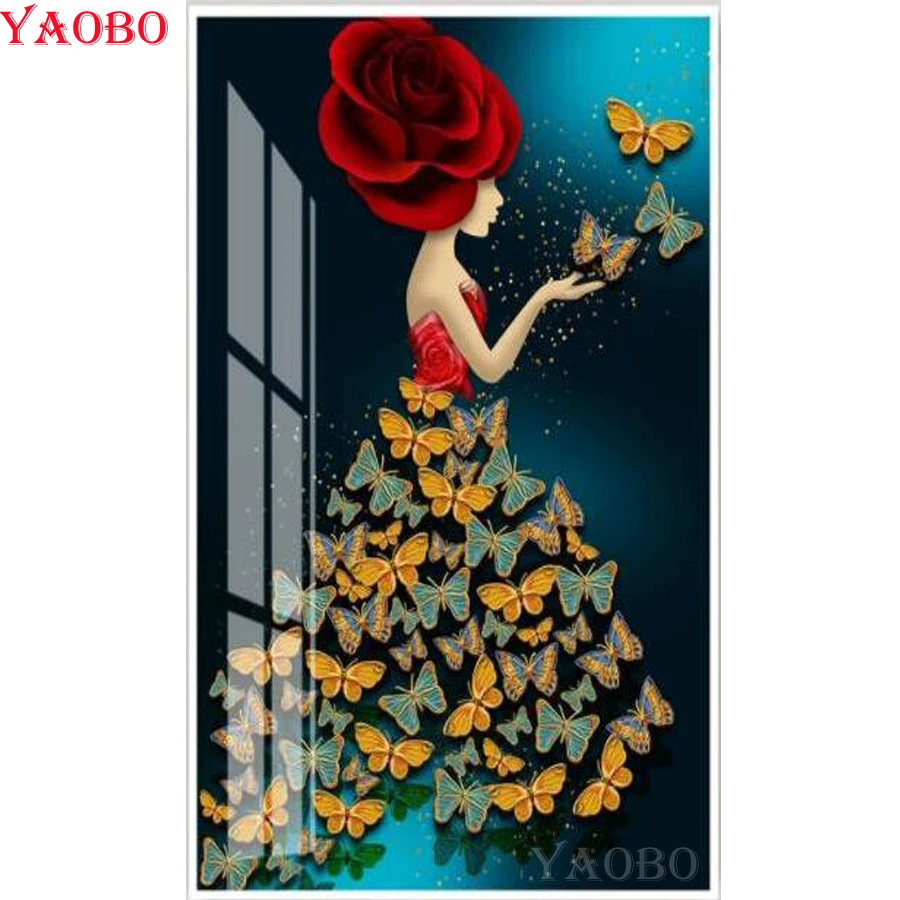 5D DIY Diamond Embroidery Full Display Butterfly Rose Beauty Picture Of Rhinestones Painting Home Decor Handicrafts | Дом и сад