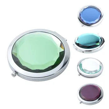 

Travel Compact Pocket Crystal Folding Makeup Mirror,Purple