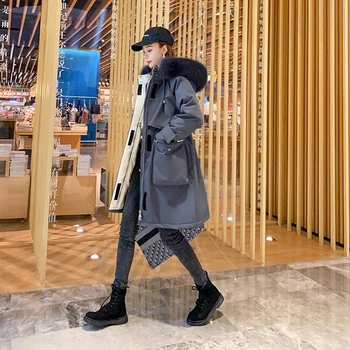 

Women Duck Down Coat Long 2020 Fashion Female High Quality White Duck Down Jaket Large Real Fox Fur Collar Windbreak Warm H73