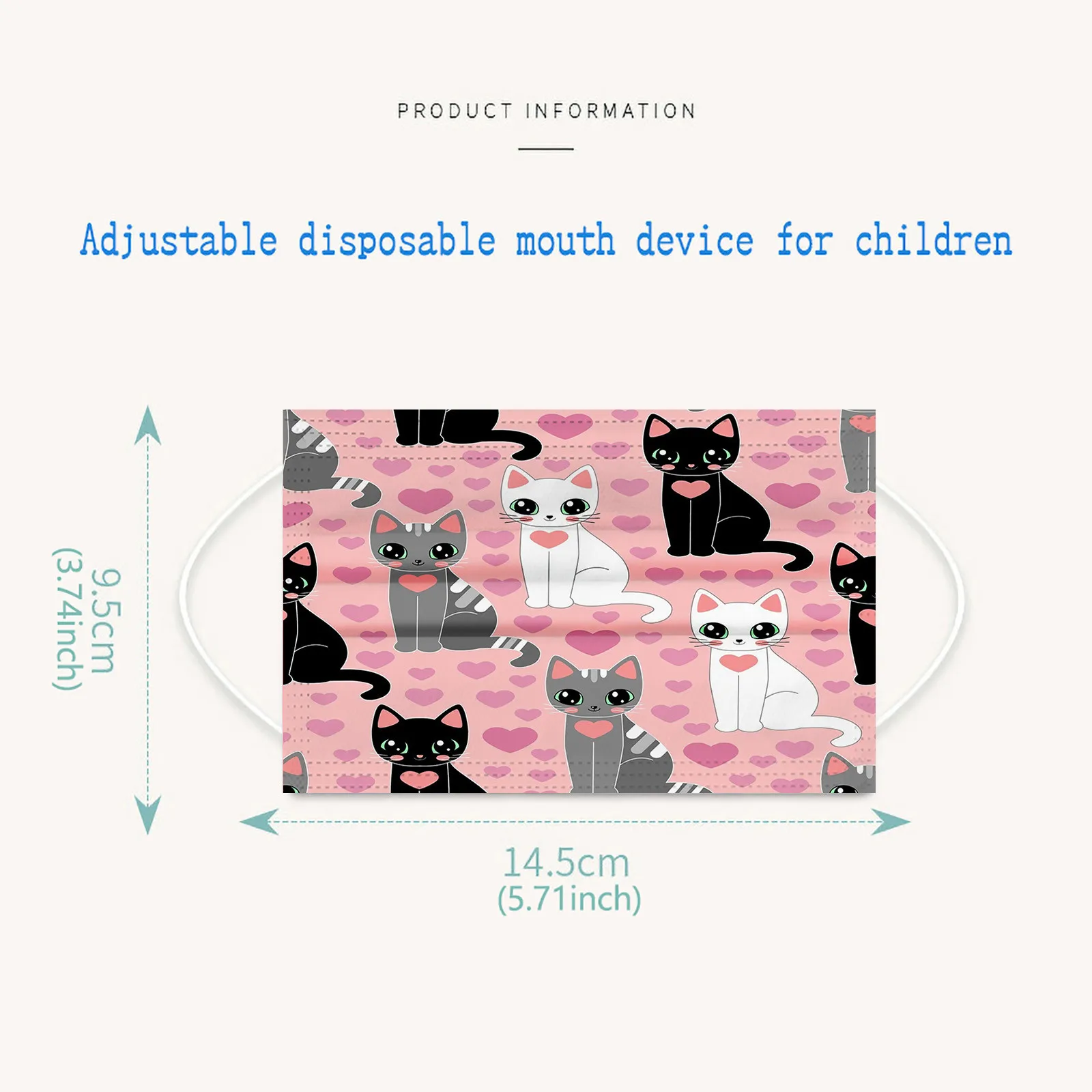 10pcs Disposable Children's Mask Cartoon Cat Kawaii Cute Pattern Print Mouth Mask For Kids Girl 3 Layer Disposable Mask Children