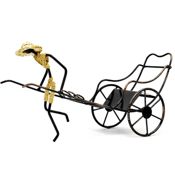 

Vintage Wine Rack Gift Rickshaw Retro Home Iron Ornaments Decoration Holder Bar