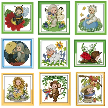 

Cartoon animal baby series Count cross stitch kit 11CT 14CT printing pattern craft DIY Chinese needlework embroidery sewing set