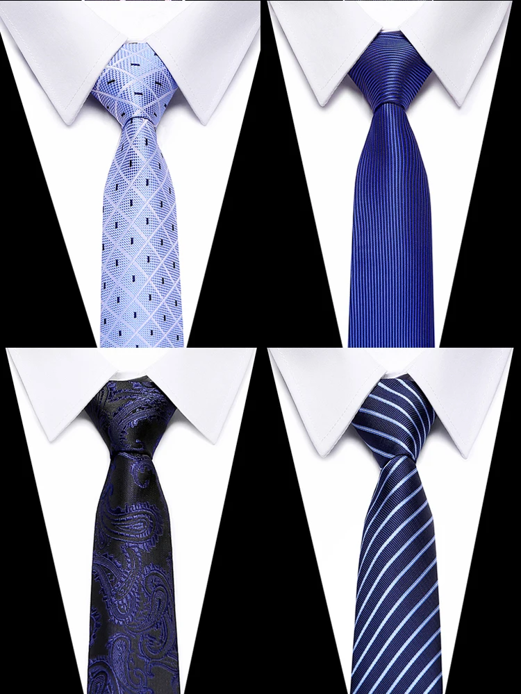 Neck Tie Men Classic Silk Jacquard Woven Plaid Check Striped
