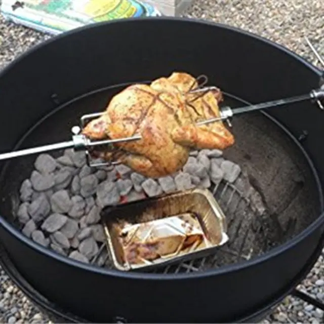 1Db Új Rotisserie Bbq Villák Rozsdamentes Acél Nyárs Faszén Csirke Grill Hús Szerszám - Image 3