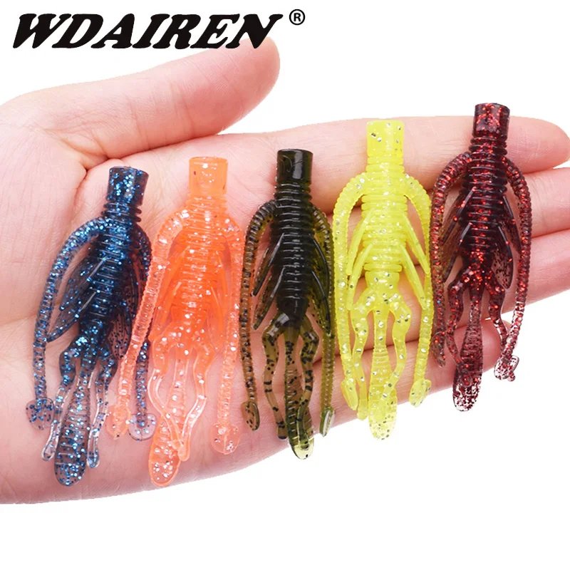 10Pcs Floating Silicone Shrimp Soft Baits 63mm 2.5g Swivel Twin Tail Crazy  Jig Wobblers Worm Fishing Lures Fishy Smell With Salt