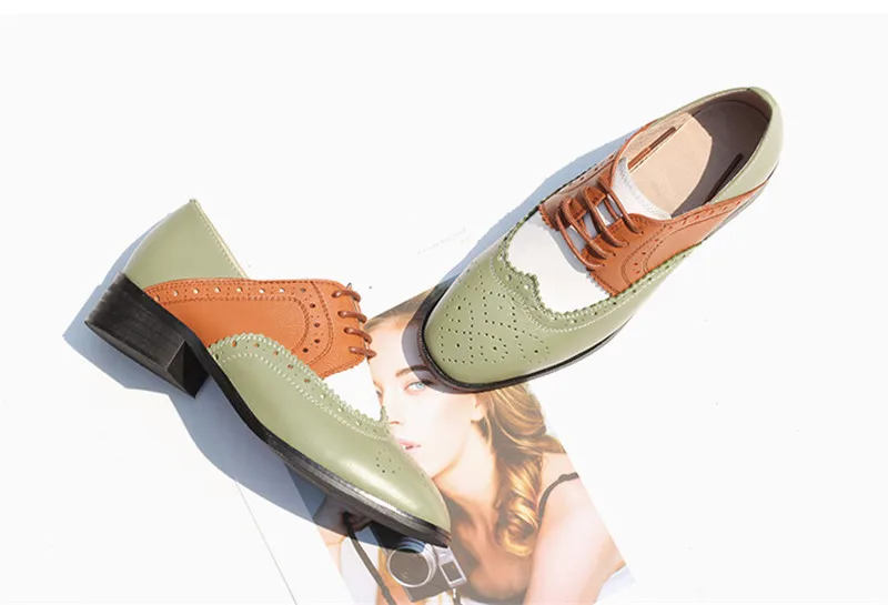 Spring 2020 New Genuine Leather Lace-Up College Women's Brogues Shoes Vintage Carved Single Oxford Shoes For Woman Plus Size 43 (12)