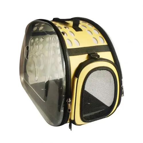 Модный портативный складной дышащий светильник для собак, прозрачная сумка-переноска на плечо для домашних животных, дорожная сумка - Цвет: S Yellow