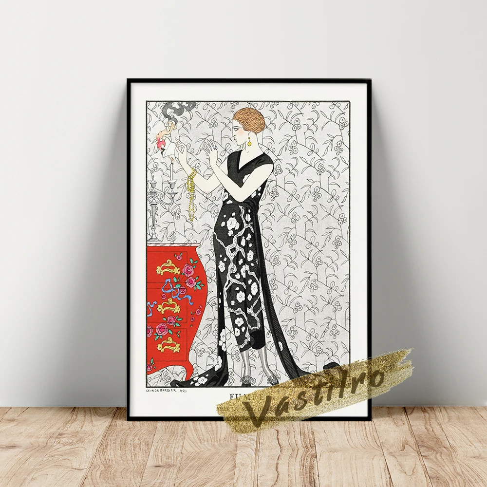 Poster Da Esposizione Del Museo Di George Barista, Fumee Robe Du Soir De Beer Immagine Da Parete, Stampe Di Figure Di Moda, Arte Da Parete Retrò Da Ba