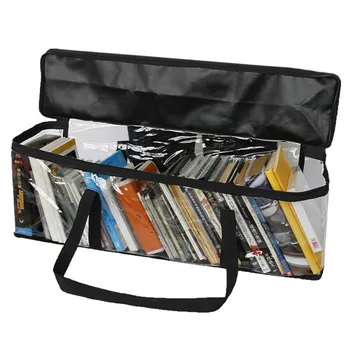 

Waterproof Large Capacity Clear Storage Bag Transparent For DVD Book Removable Bookshelf With Handle ^o^
