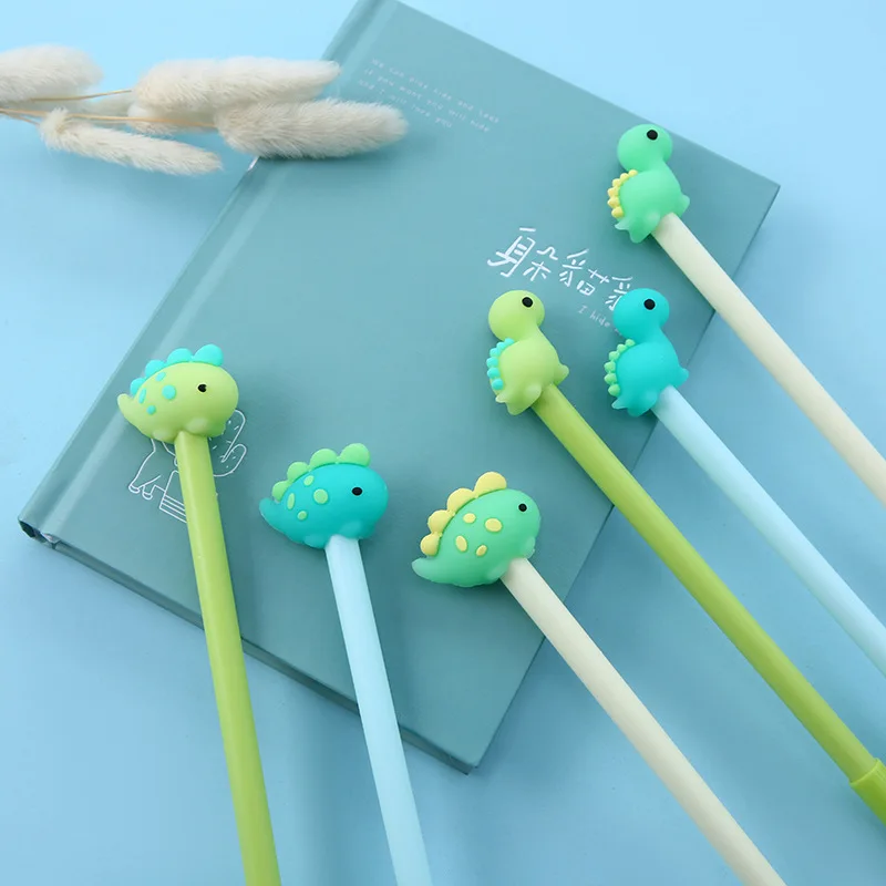 

2 pcs/lot Kawaii Little Soft Silicone Dinosaur Gel Pen Ink Marker Pen School Office Writing Supply Stationery Escolar Papelaria