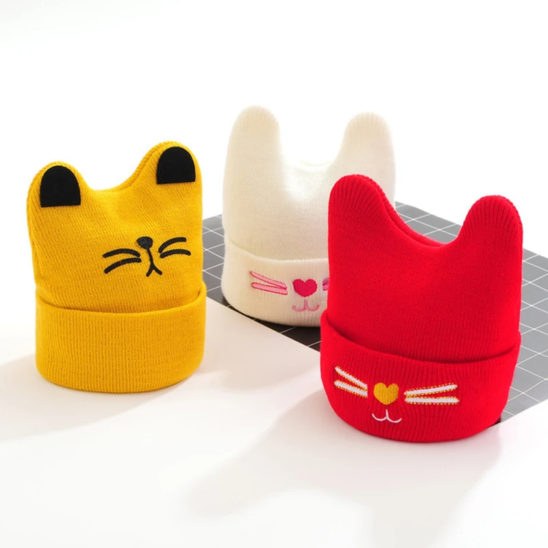 New Baby 3D Cartoon Hat Spring Autumn for Boys Girls Knitted Cap Winter Warm Solid Color Children | Детская одежда и обувь