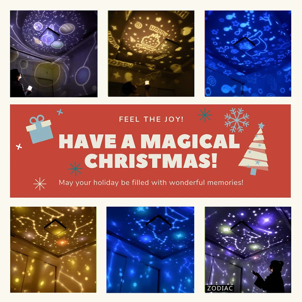 LED Starry Sky Projector Lamp Star Light USB Rechargeable Cosmos Galaxy Colorful Rotation Projectio - 4000320736405