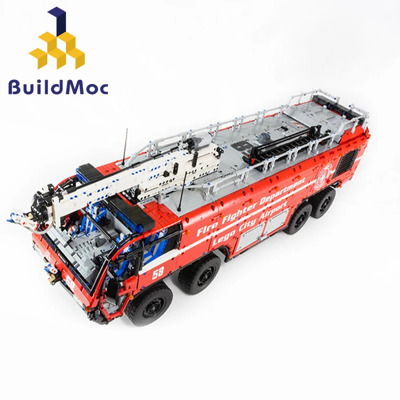 MOC-4446 Technic серии пожаротушения аэропорта крах тендер Строительные блоки Кран город Кирпичи игрушки для детей рождественские подарки