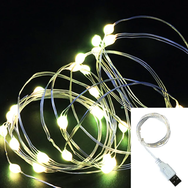 1M 2M 3M USB LED String Lights DC 5V Silver Wire Garland Light Waterproof Fairy Lights For Christmas Wedding Party Decoration Warm White