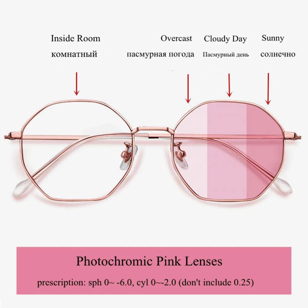 Prescrizione di Vetro Fotocromatiche Vetro Anti Riflettente Chameleon Rosa  Viola Blu UV400 Transizione Lenti Antiriflesso - AliExpress Apparel  Accessories