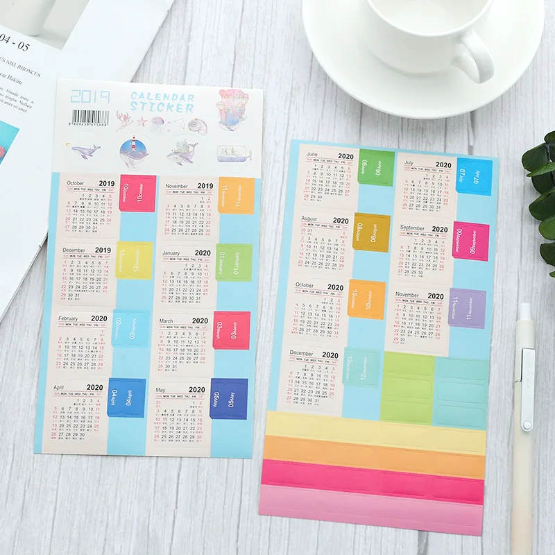 Free shipping New 2020 Monthly Calendar Sticker Diary Planner Notebook Scrapbook Decorative Stickers Accessory DIY Statinery |