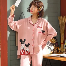 Женский пижамный комплект ночное белье с v-образным вырезом, однотонная печать, большие размеры, широкие сосновые осенние и зимние длинные секционные костюмы для отдыха