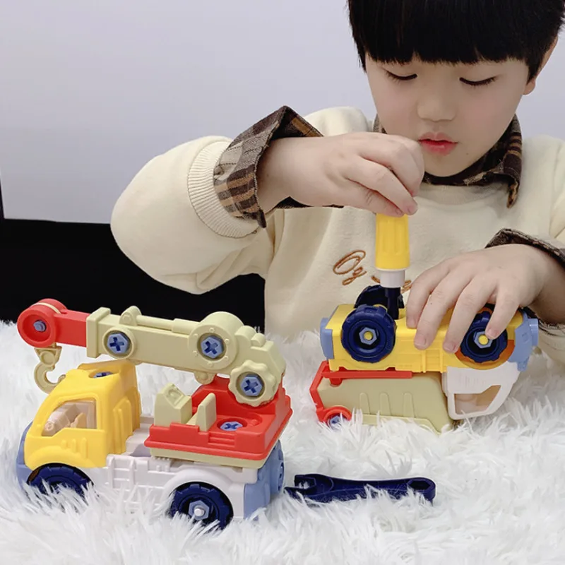 

2pcs/set Removable Engineering Cars Diecast Plastic Car Construction Vehicle Excavator Model Toys For Children With Toys Gift