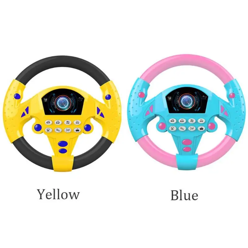 Children Music Steering Wheel Plastic Electric Battery Power Toy Multiple Sound Effects Simulation Copilot Sucker fixed Gift