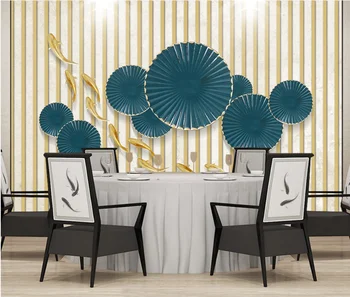 

Custom 3D stereo abstract lotus leaf nine fish living room bedroom background wallpaper mural