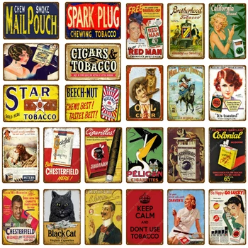 

Smoke Cigars Tobacco Vintage Tin Signs Red Man Star Tobacco Metal Sign Wall Decor For Cigarettes Shop Metal Poster