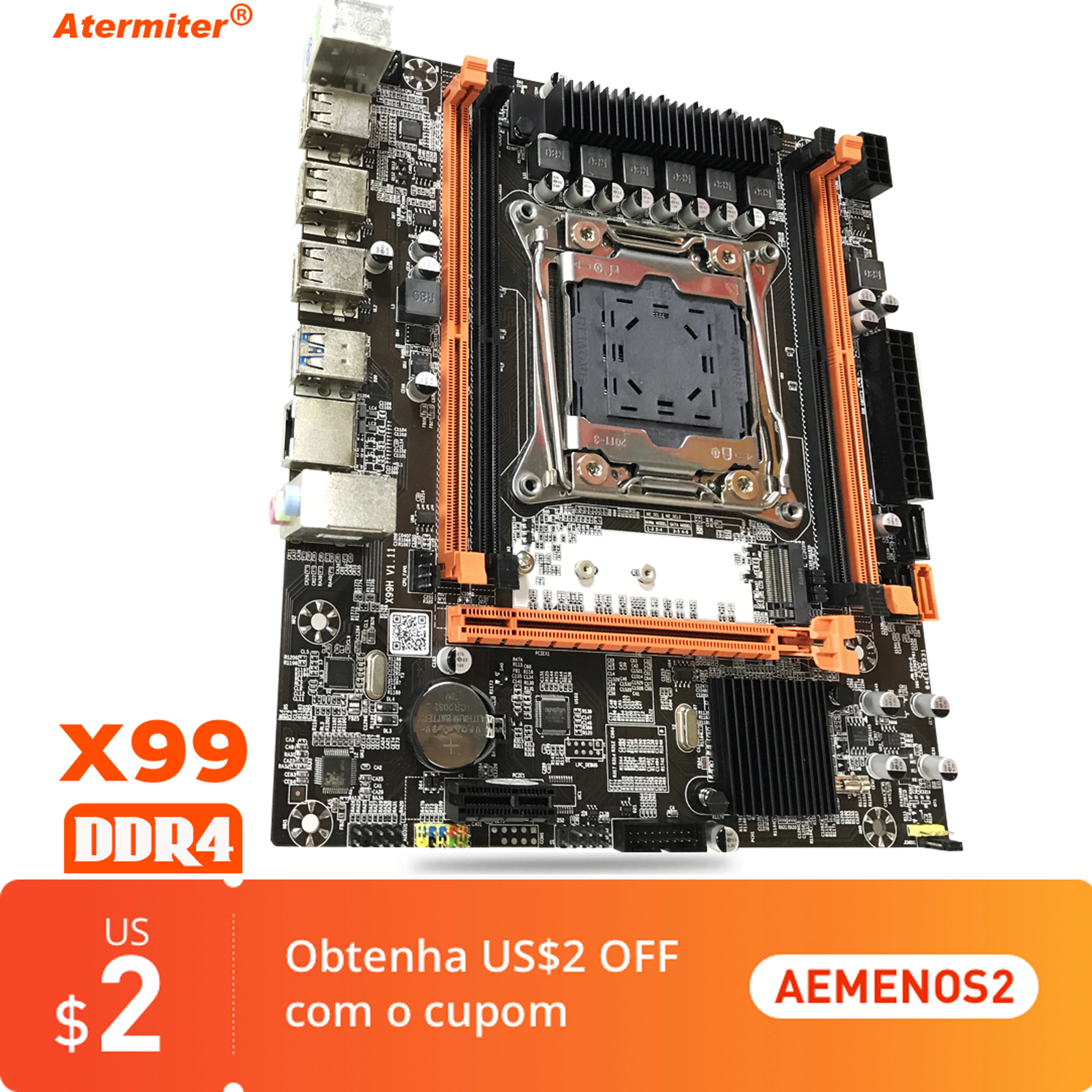 Atermiter X99 D4 Motherboard Slot LGA2011 3 USB3.0 NVME M.2 SSD Support ...